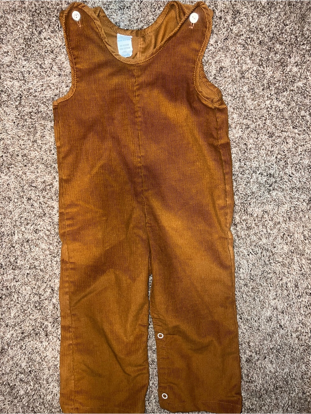Toddler Kids Corduroy Overalls Jumper Rust Brown 1970s Montgomery Ward 2T 3T L